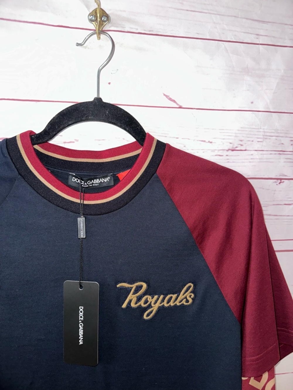 NWT DOLCE & GABBANA Royal Long Sleeve Layer Top Blue Red Millennials Size 40 S - Picture 4 of 8